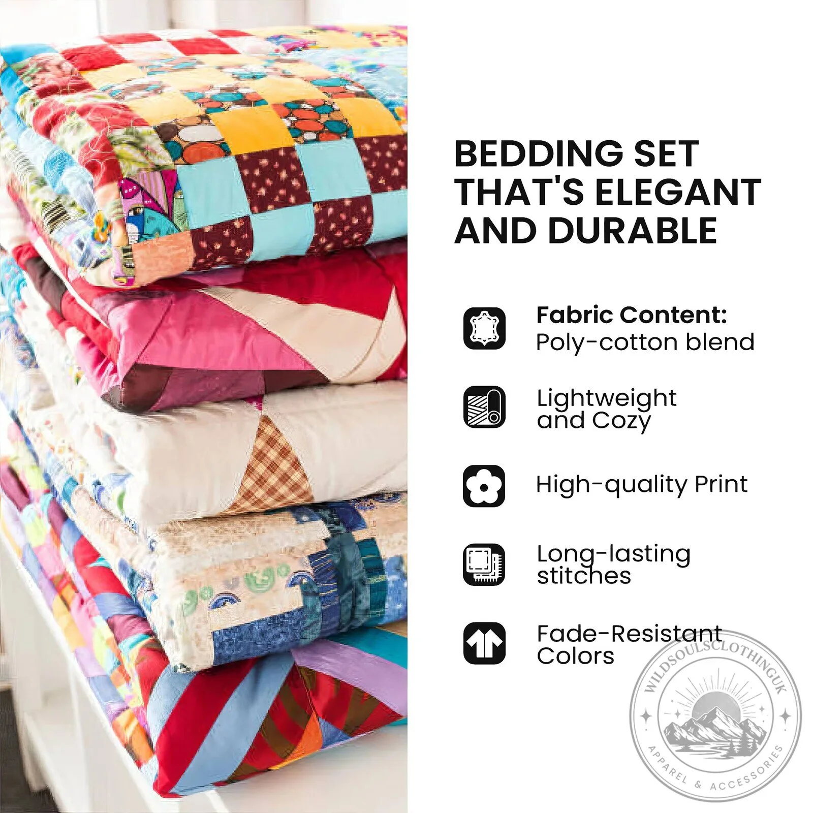 Four Seasons Forest Wildlife Patchwork Quilted Bedding Set 9 Four Seasons Forest Wildlife Patchwork Quilted Bedding Set