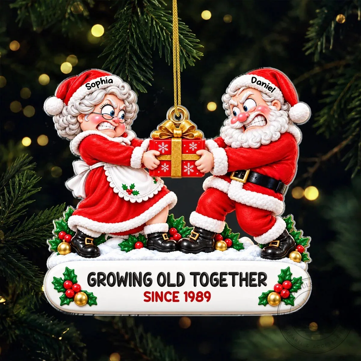 Personalized Christmas Couple Ornament Growing Old Together Since 1989