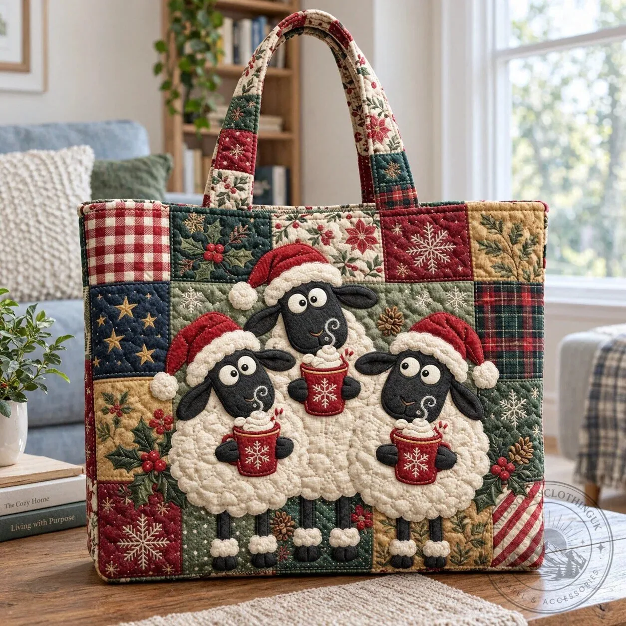 Shaun the Sheep Christmas Holiday Quilted Tote Bag