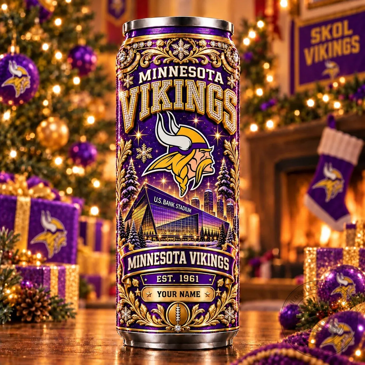 Minnesota Vikings Personalized NFL Football Team Can Tumbler