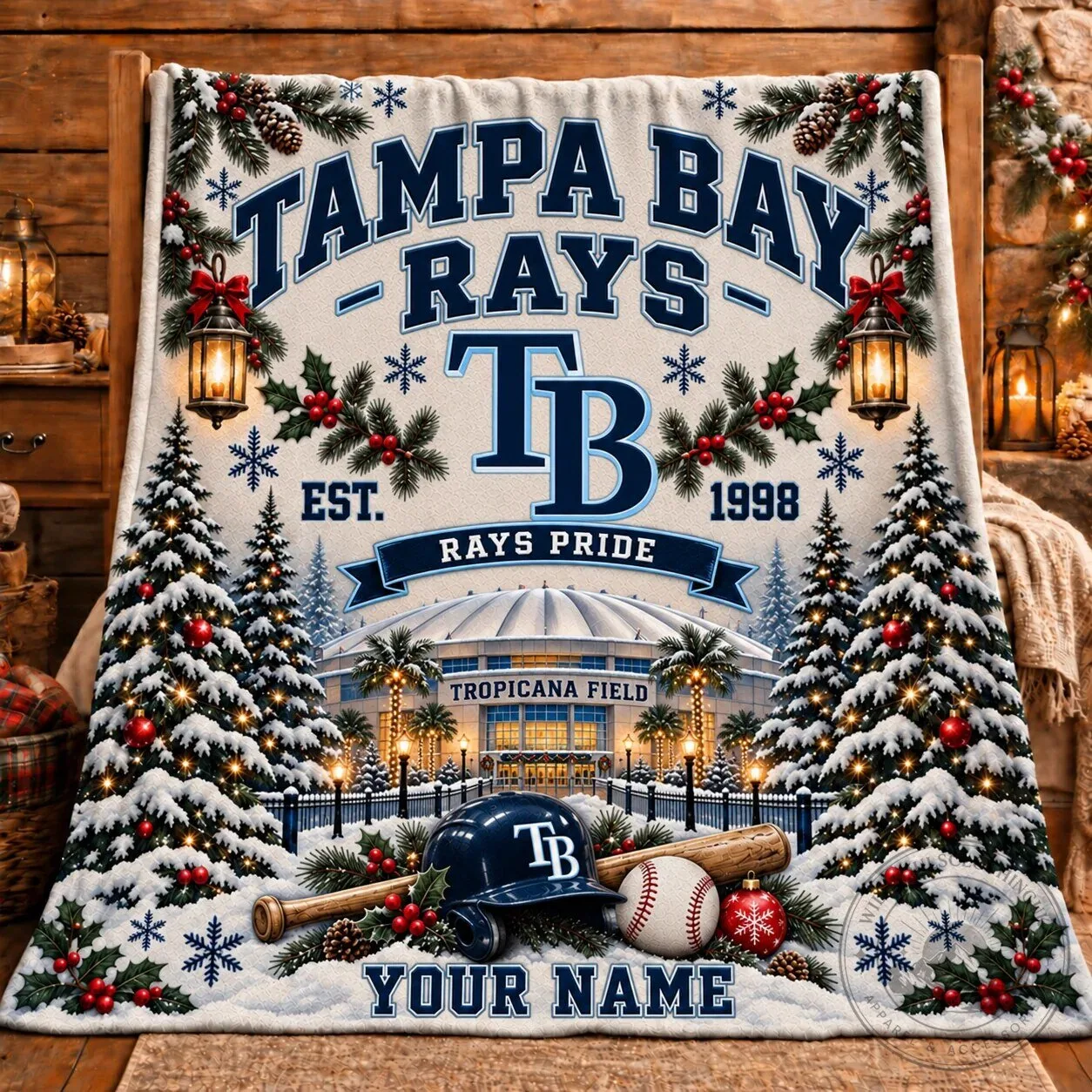 Tampa Bay Rays Baseball Christmas Holiday Personalized Name Blanket 5 Tampa Bay Rays Baseball Christmas Holiday Personalized Name Blanket