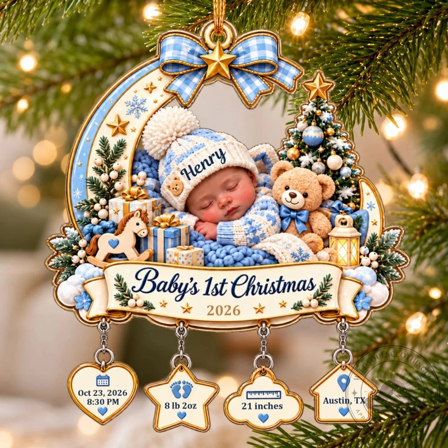 Personalized Baby's First Christmas Ornament 2026, Custom Newborn Keepsake Gift
