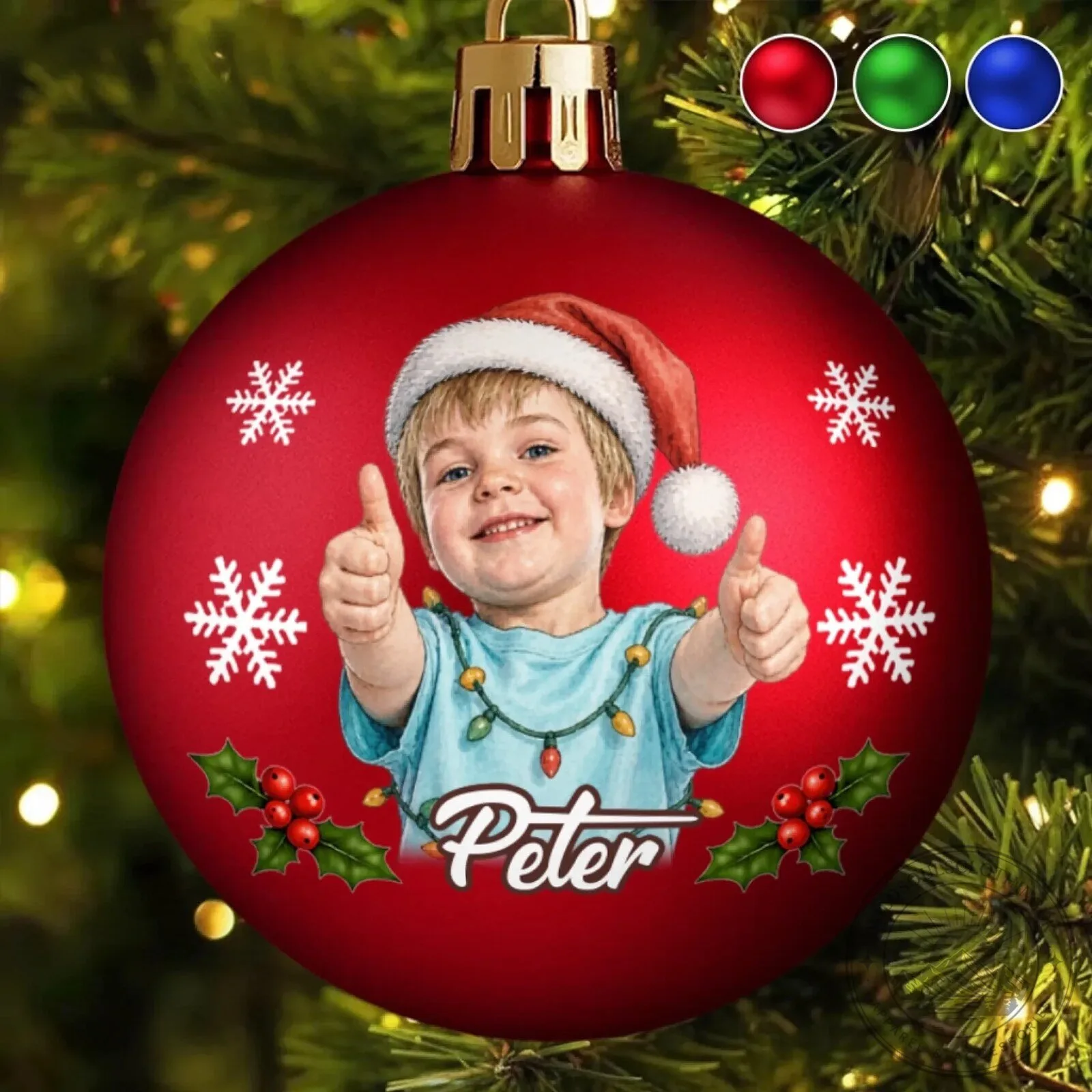 Personalized Kids Photo Christmas Ornament with Custom Name and Santa Hat Design 11 Personalized Kids Photo Christmas Ornament with Custom Name and Santa Hat Design