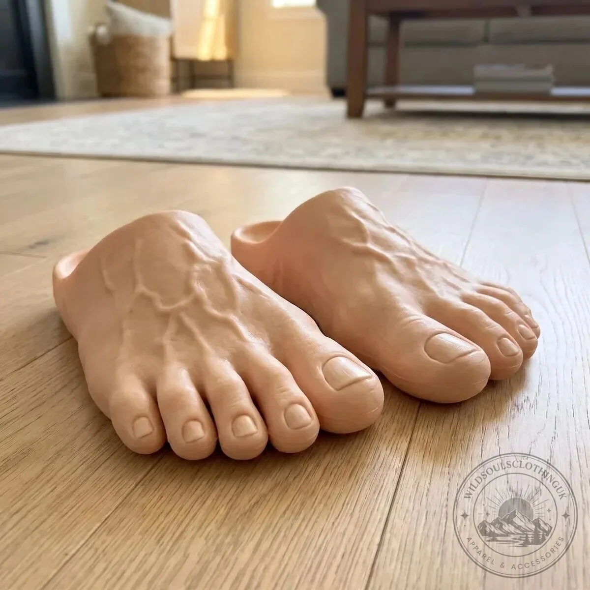 Realistic Barefoot Prank Slippers with Detailed Toes and Veins