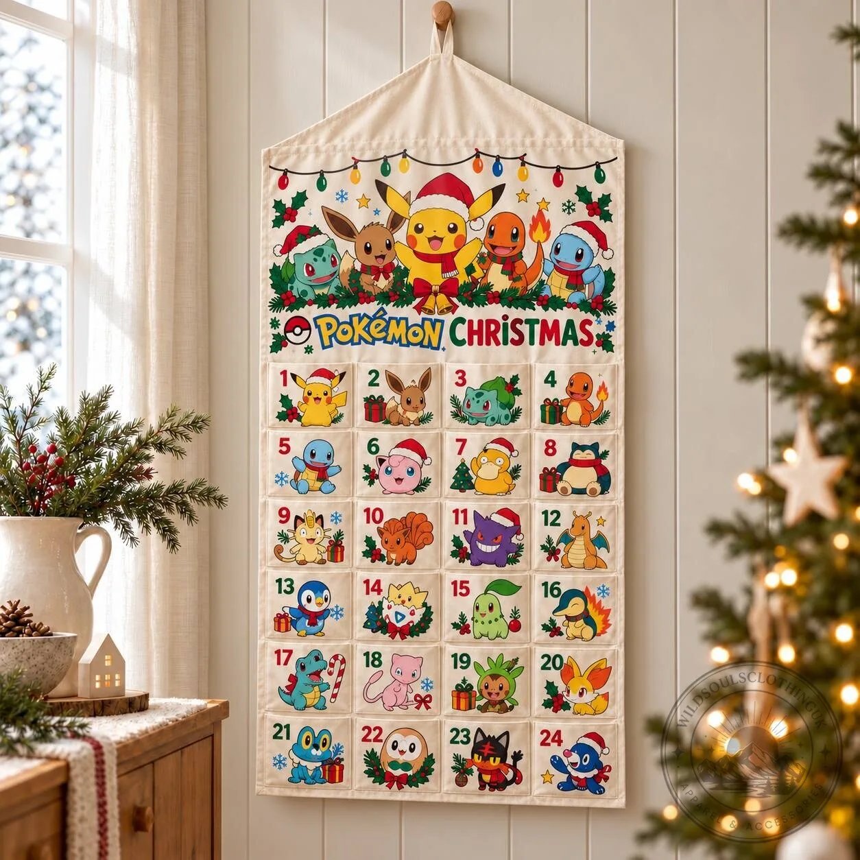 Pokemon Christmas Fabric Advent Calendar Holiday Countdown Wall Hanging 2D 6 Pokemon Christmas Fabric Advent Calendar Holiday Countdown Wall Hanging 2D