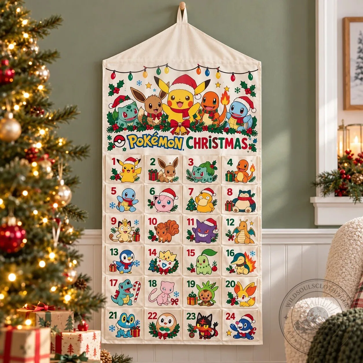 Pokemon Christmas Fabric Advent Calendar Holiday Countdown Wall Hanging 2D 7 Pokemon Christmas Fabric Advent Calendar Holiday Countdown Wall Hanging 2D