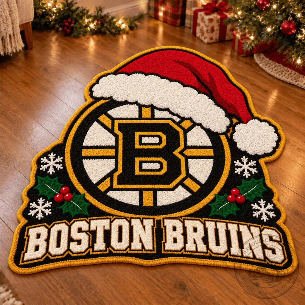 Boston Bruins Christmas Holiday Logo Floor Mat Boston Bruins Christmas Holiday Logo Floor Mat