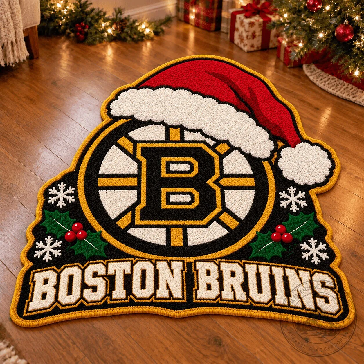 Boston Bruins Christmas Holiday Logo Floor Mat 5 Boston Bruins Christmas Holiday Logo Floor Mat