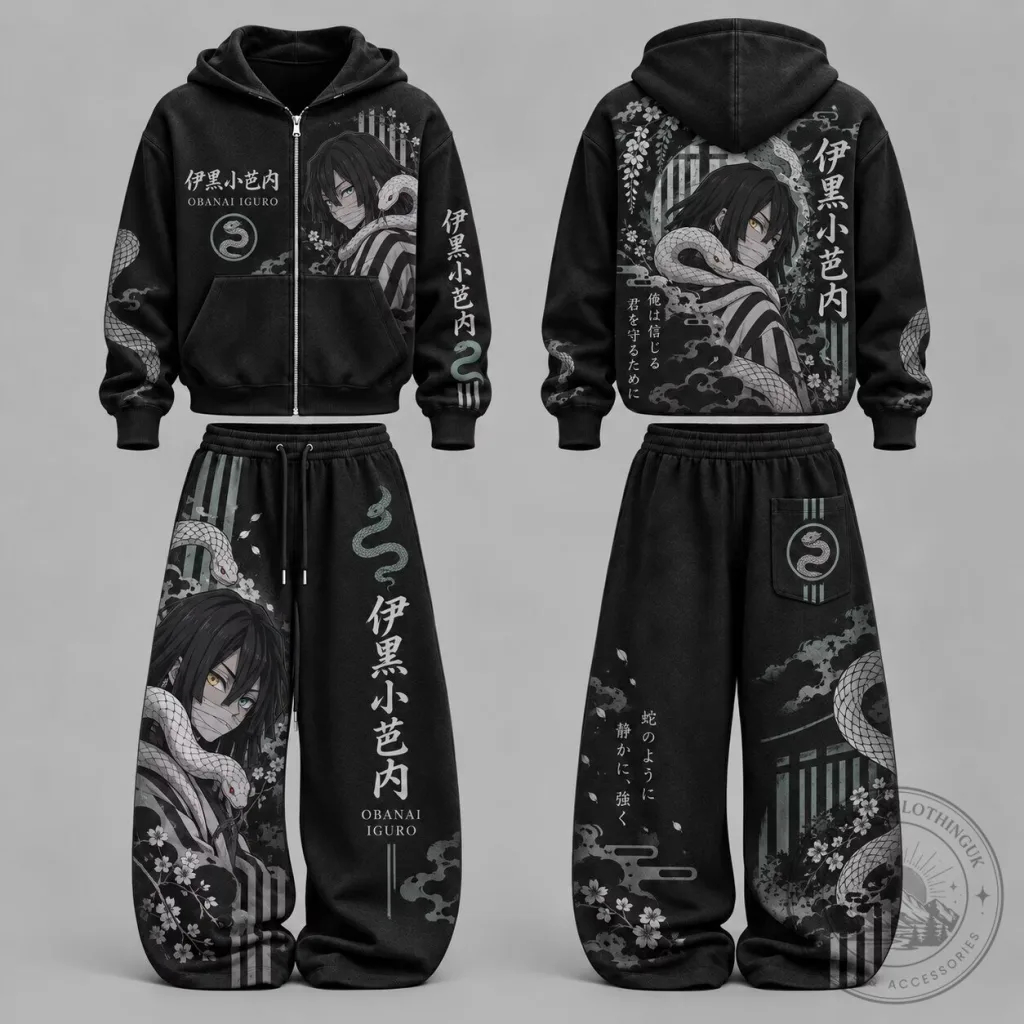 Demon Slayer Obanai Iguro Anime Character Art Black Zip-Up Hoodie Demon Slayer Obanai Iguro Anime Character Art Black Zip-Up Hoodie