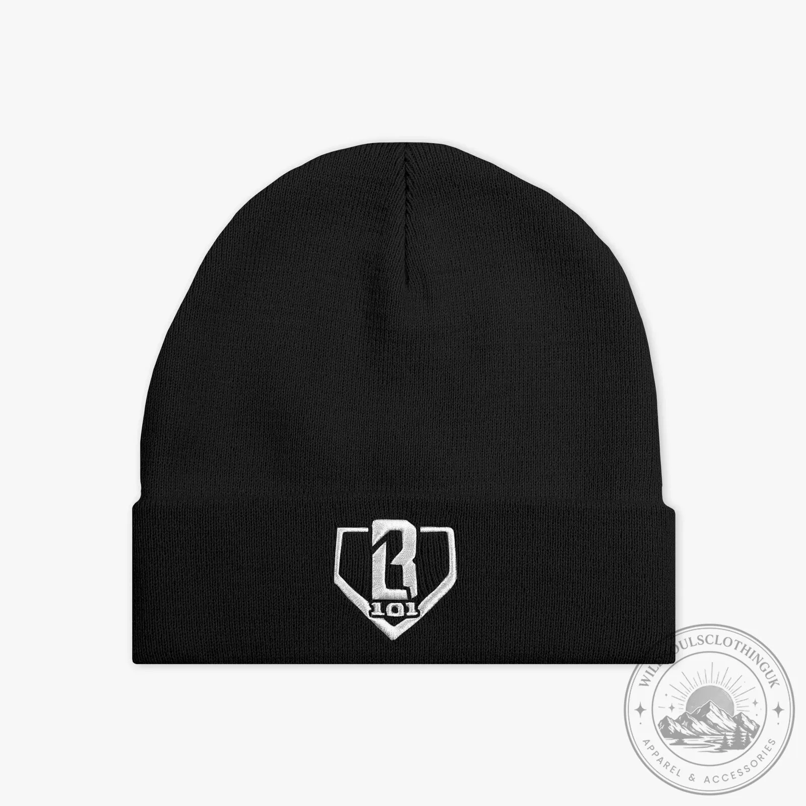 Baseball 101 Embroidered Black Beanie Hat