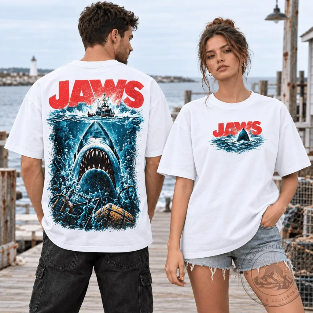 Jaws Great White Shark Movie Poster Art Graphic T-Shirt Jaws Great White Shark Movie Poster Art Graphic T-Shirt