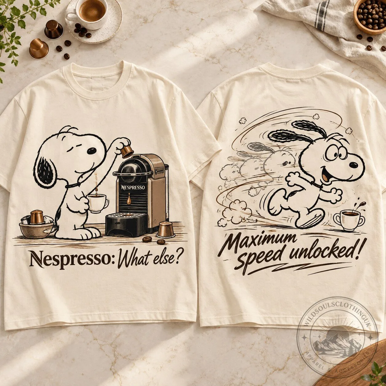 Snoopy Nespresso Coffee Maximum Speed Unlocked Peanuts Cartoon T-Shirt 2 Snoopy Nespresso Coffee Maximum Speed Unlocked Peanuts Cartoon T-Shirt