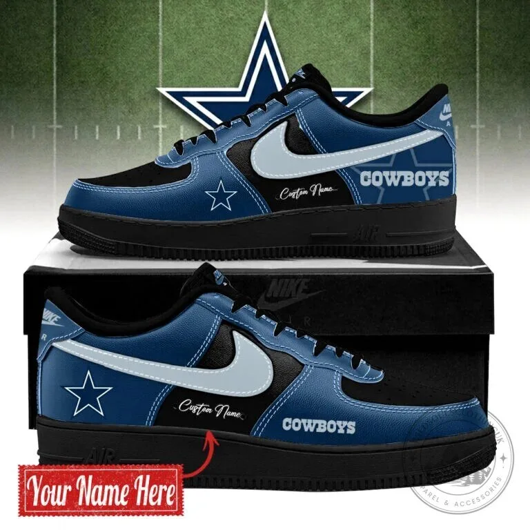 Dallas Cowboys Custom Name Blue and Black Football Team Sneakers