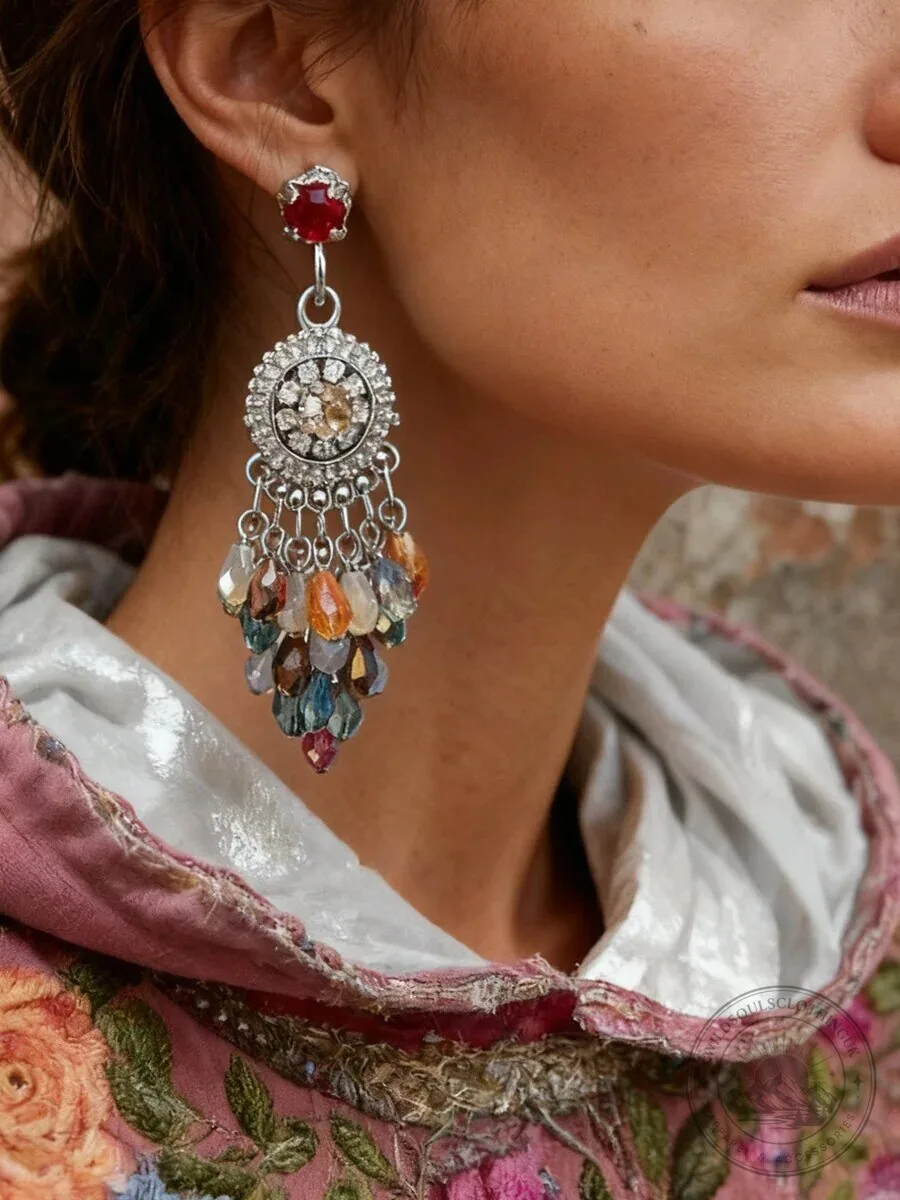 Bohemian Style Retro Dangle Earrings with Multicolor Crystal Beads 5 Bohemian Style Retro Dangle Earrings with Multicolor Crystal Beads