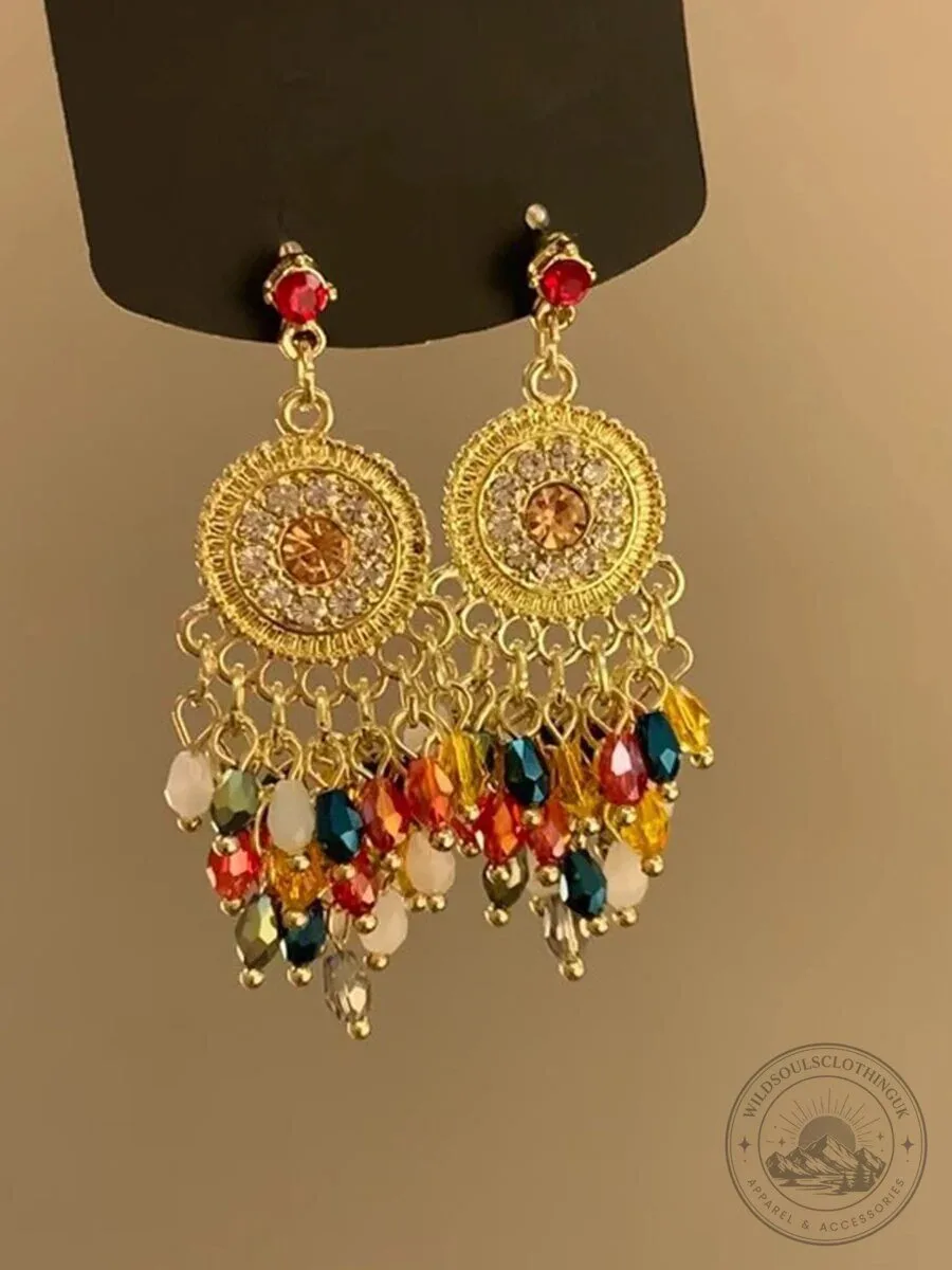 Bohemian Style Retro Dangle Earrings with Multicolor Crystal Beads 7 Bohemian Style Retro Dangle Earrings with Multicolor Crystal Beads