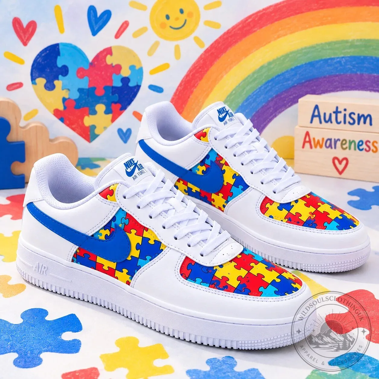 Autism Awareness Puzzle Piece Pattern White Fashion Sneakers 7 Autism Awareness Puzzle Piece Pattern White Fashion Sneakers