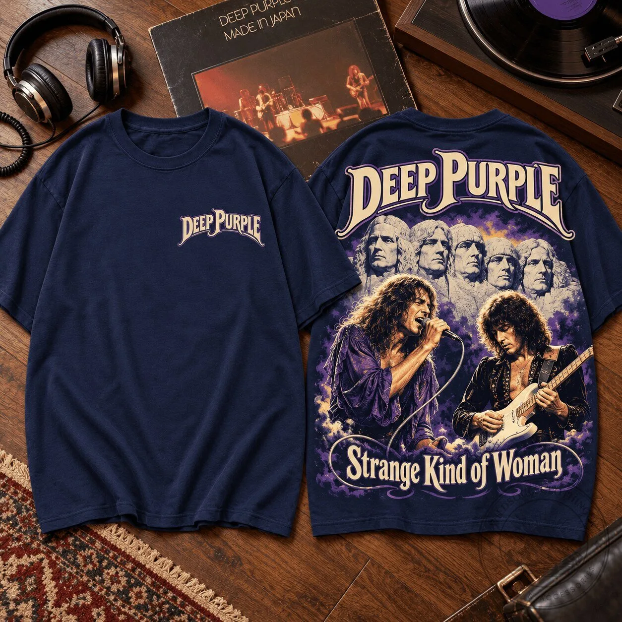 Deep Purple Strange Kind of Woman Concert Art Vintage Style T-Shirt