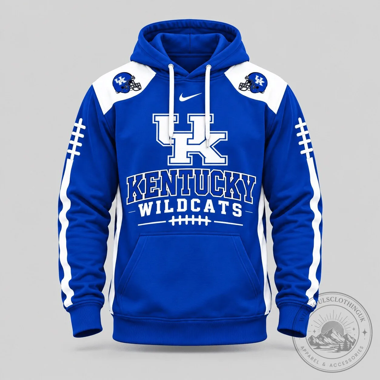 Kentucky Wildcats Football Laces Sleeve Royal Blue Pullover Hoodie