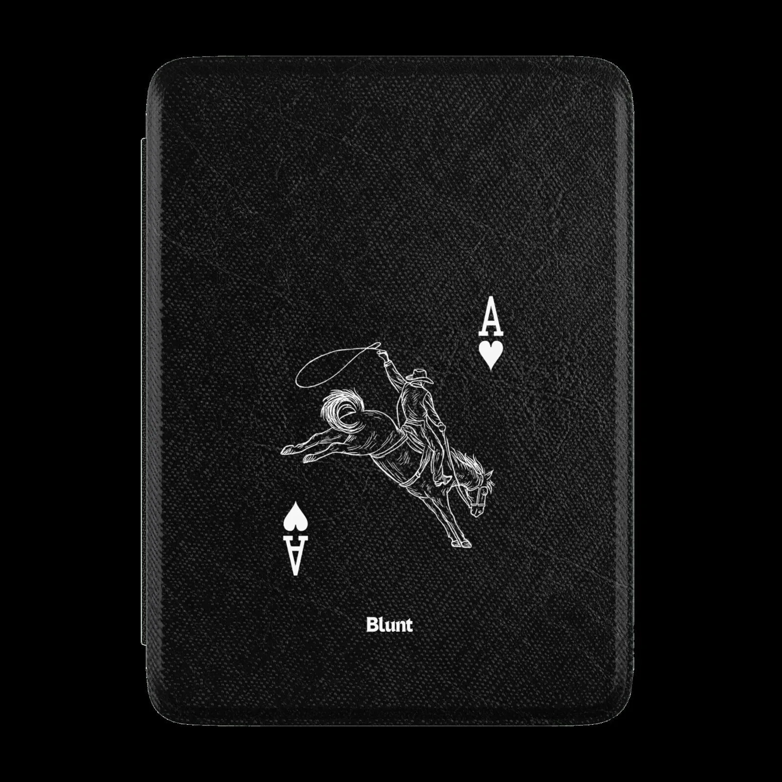 Ace Rider Cowboy Horse Playing Card Black Faux Leather Kindle Case