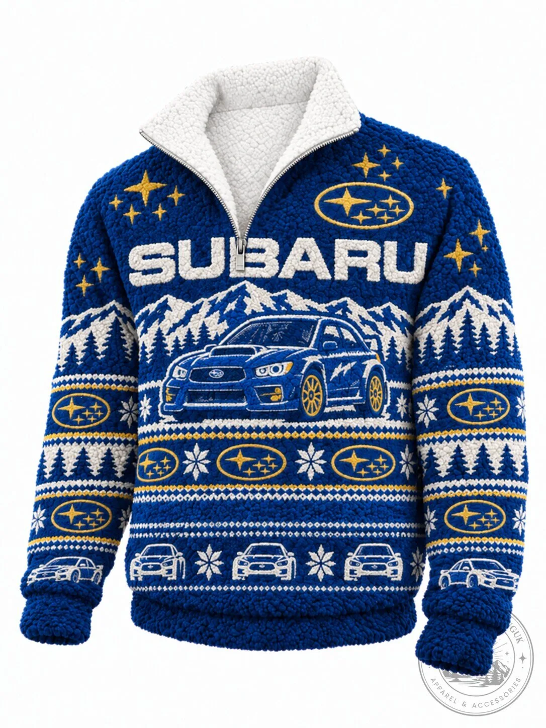 Subaru Impreza WRX STI Ugly Christmas Sweater Sherpa Fleece Pullover 3 Subaru Impreza WRX STI Ugly Christmas Sweater Sherpa Fleece Pullover