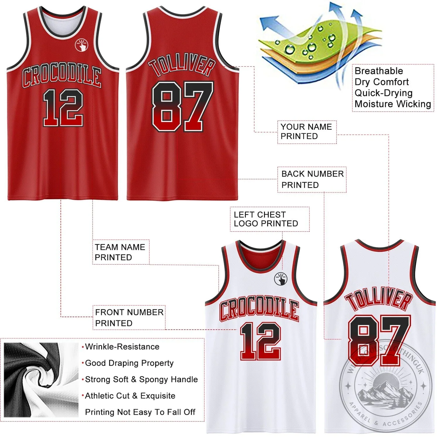 Custom Red White Fade Fashion Reversible Double Sided Sublimation Basketball Jersey 13 Custom Red White Fade Fashion Reversible Double Sided Sublimation Basketball Jersey